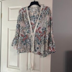 Floral Paisley Tie-Front Blouse